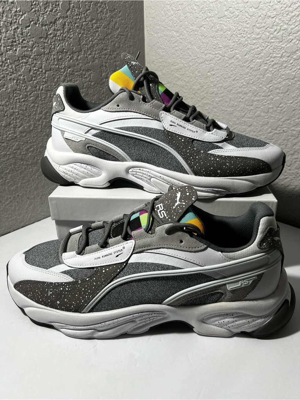 Puma RS-Connect WN White Quiet Shade Quarry running Sneakers shoes Men’s size 13